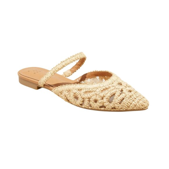 NWT A New Day Womens Vienna Raffia Woven Mule Flats 92611135 Tan Brown 9M - Picture 1 of 10